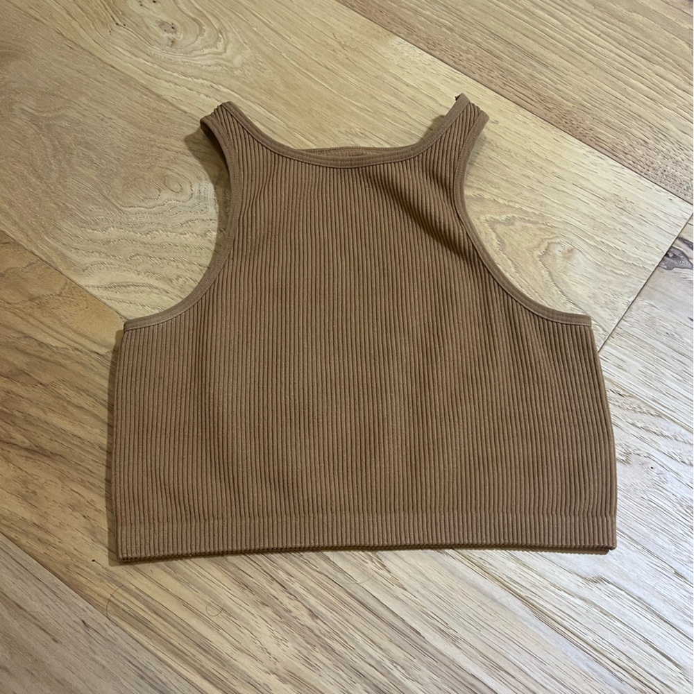 Ribbed High Neck Crop